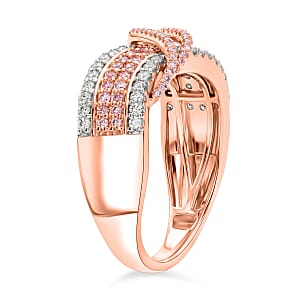 D'Joy Natural Pink and White Diamond 1.10 ctw Intertwined Ribbon Ring in 18K Vermeil Rose Gold Over Sterling Silver (Size 8.0)