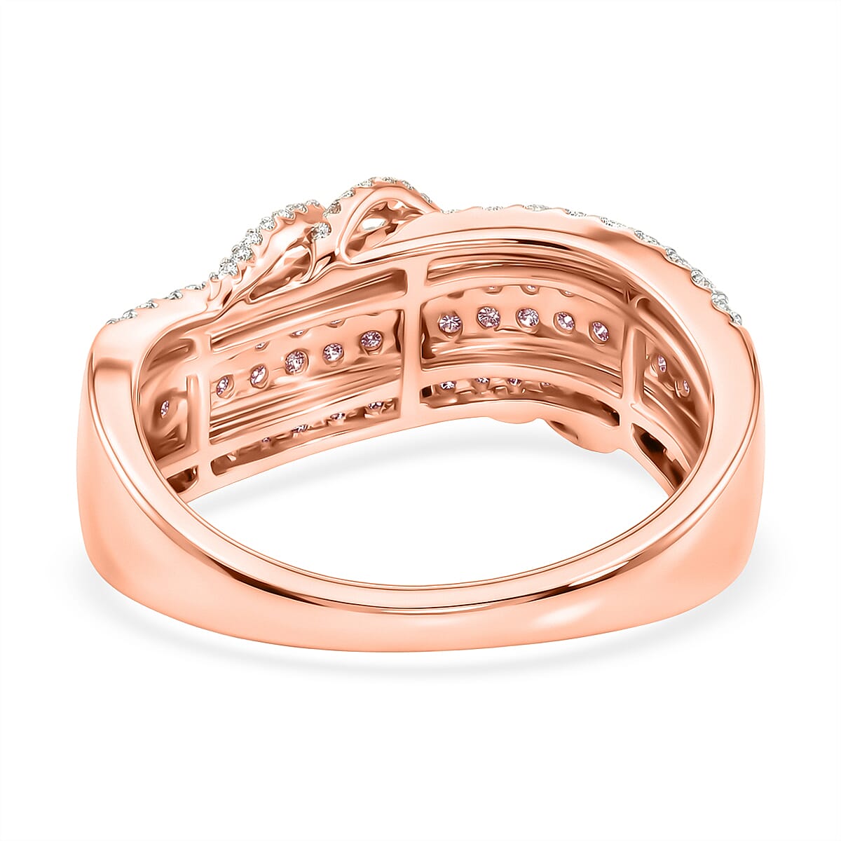 D'Joy Natural Pink and White Diamond 1.10 ctw Intertwined Ribbon Ring in 18K Vermeil Rose Gold Over Sterling Silver (Size 9.0) image number 4