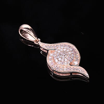 Natural Pink Diamond Pendant without Chain in Vermeil Rose Gold Over Sterling Silver 0.25 ctw