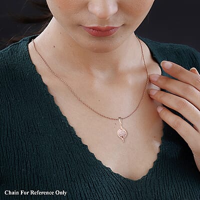 Natural Pink Diamond Pendant without Chain in Vermeil Rose Gold Over Sterling Silver 0.25 ctw