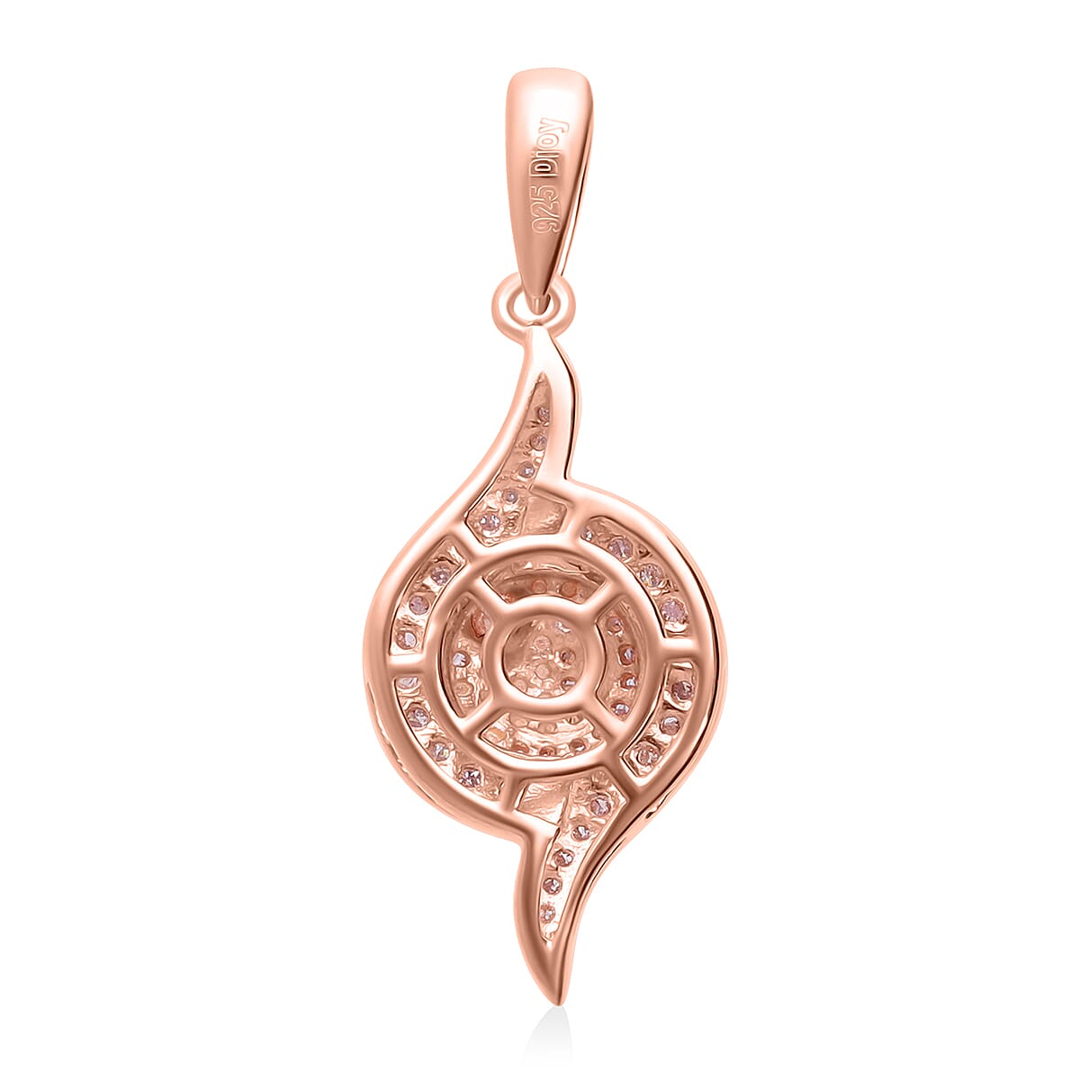 Natural Pink Diamond Pendant without Chain in Vermeil Rose Gold Over Sterling Silver 0.25 ctw