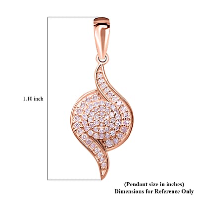 Natural Pink Diamond Pendant without Chain in Vermeil Rose Gold Over Sterling Silver 0.25 ctw