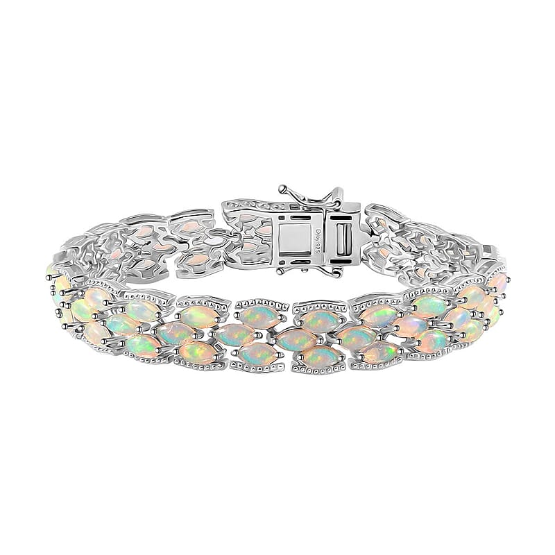 Premium Ethiopian Welo Opal Bracelet in Platinum Over Sterling Silver (6.50 In) 10.00 ctw