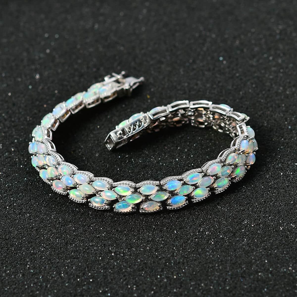 TLV Premium Ethiopian Welo Opal Bracelet in Platinum Over Sterling Silver (8.00 In) 12.50 ctw image number 2