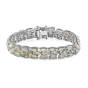 Premium Ethiopian Welo Opal Bracelet in Platinum Over Sterling Silver (7.25 In) 11.00 ctw