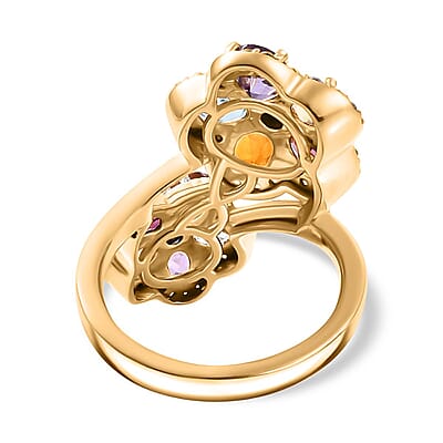 Kyanite and Multi Gemstone 3.70 ctw Ring in Vermeil Yellow Gold Over Sterling Silver (Size 6.0)