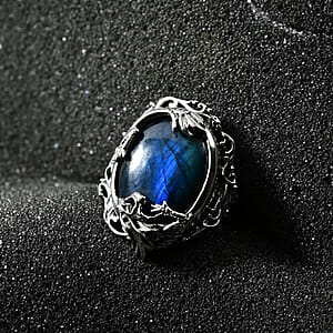 Artisan Crafted AAA Malagasy Labradorite Dragon Ring in Sterling Silver (Size 11.0) 17.70 ctw