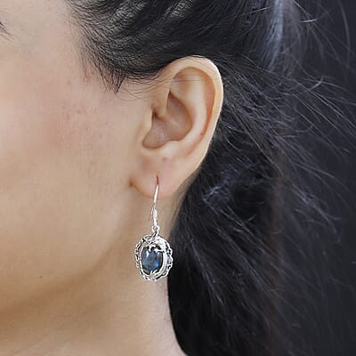 D'Joy Artisan Crafted AAA Malagasy Labradorite Dragon Earrings in Sterling Silver 13.40 ctw