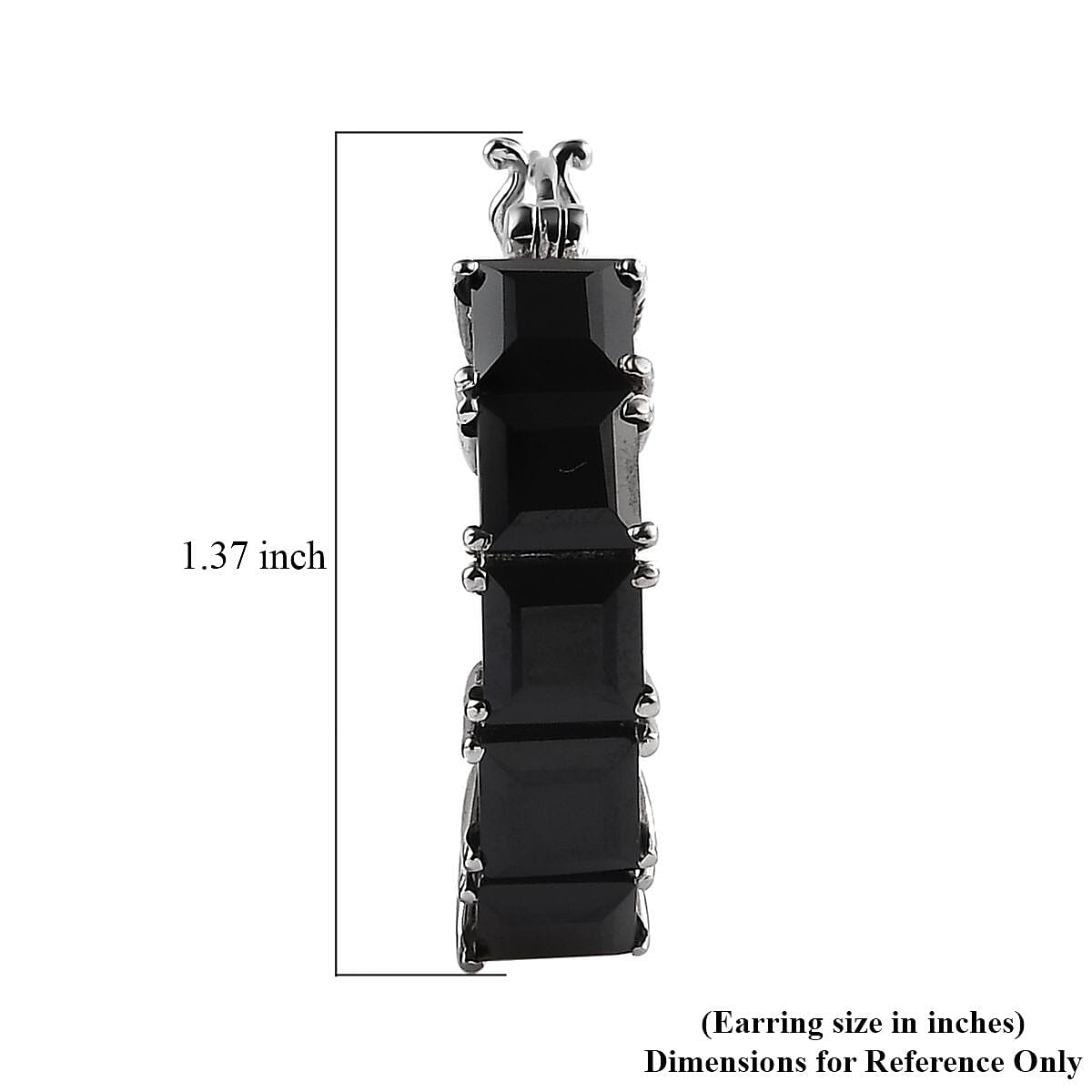 Thai Black Spinel Hoop Earrings in Stainless Steel 14.75 ctw