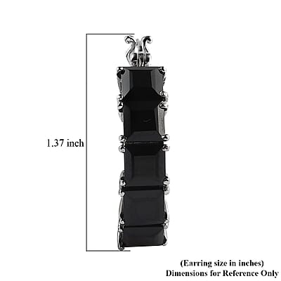 Thai Black Spinel Hoop Earrings in Stainless Steel 14.75 ctw