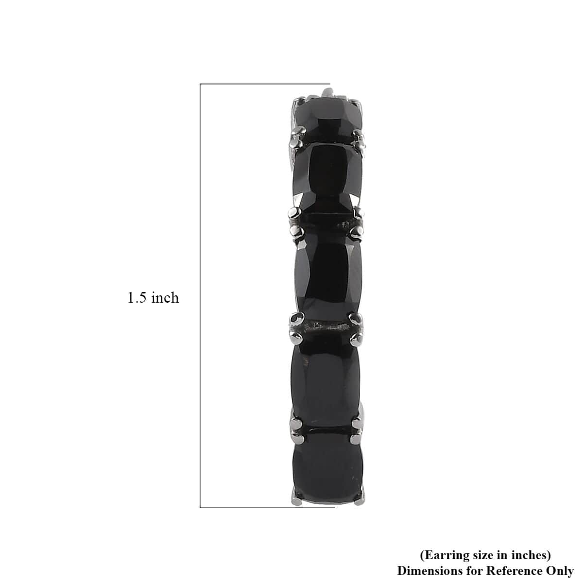 Thai Black Spinel Hoop Earrings in Stainless Steel 13.25 ctw image number 4