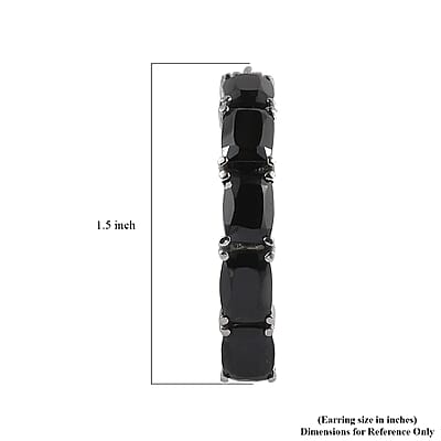 Thai Black Spinel Hoop Earrings in Stainless Steel 13.25 ctw