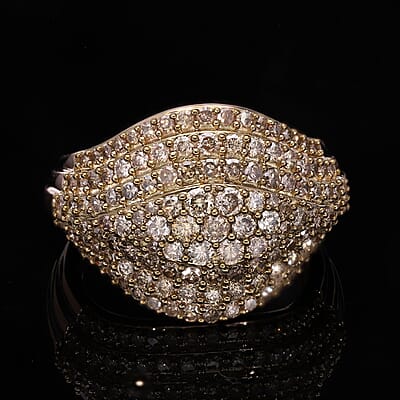 Natural Champagne Diamond Eye Ring in Vermeil Rose Gold Over Sterling Silver (Size 10.0) 2.00 ctw