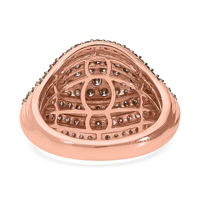 Natural Champagne Diamond Eye Ring in Vermeil Rose Gold Over Sterling Silver (Size 10.0) 2.00 ctw