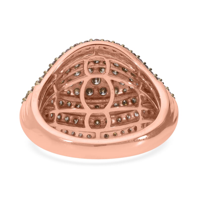 Natural Champagne Diamond Eye Ring in Vermeil Rose Gold Over Sterling Silver (Size 10.0) 2.00 ctw