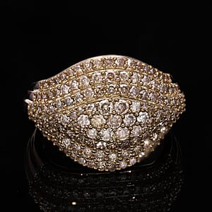 Natural Champagne Diamond Eye Ring in Vermeil Rose Gold Over Sterling Silver (Size 7.0) 2.00 ctw