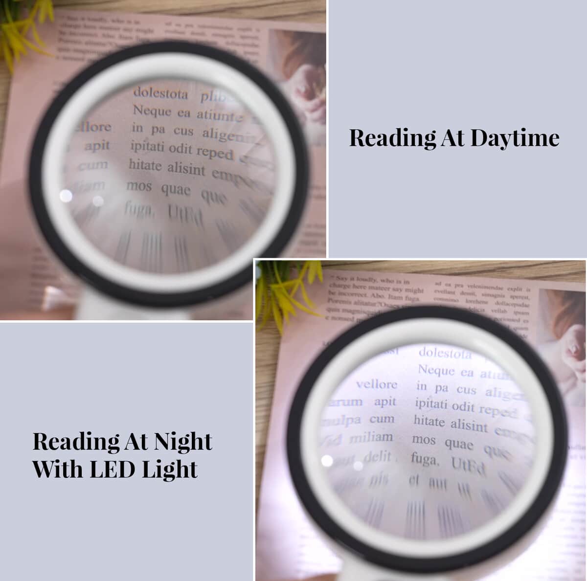 30X Handheld Illuminated Magnifier Glass Kit with 12 LED (2xAA Batteries not Included) image number 5