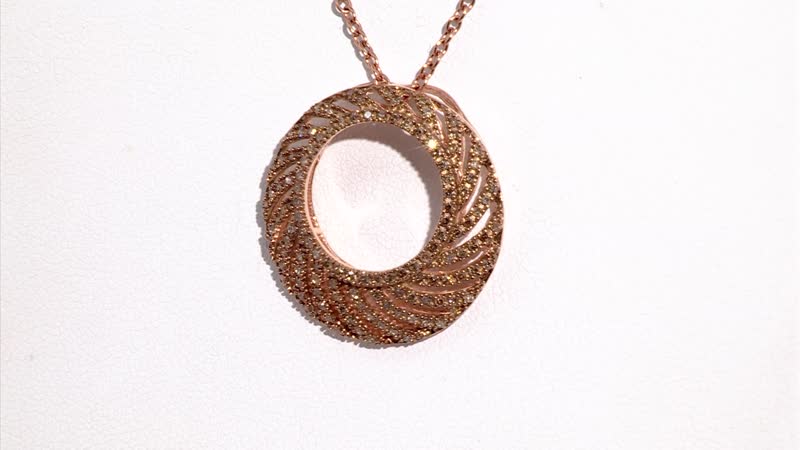 Natural Champagne Diamond Circle Pendant without Chain in Vermeil Rose Gold Over Sterling Silver 0.50 ctw