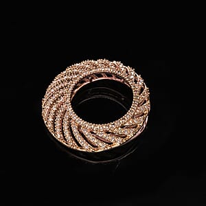 Natural Champagne Diamond Circle Pendant without Chain in Vermeil Rose Gold Over Sterling Silver 0.50 ctw