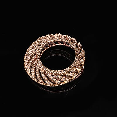 Natural Champagne Diamond Circle Pendant without Chain in Vermeil Rose Gold Over Sterling Silver 0.50 ctw