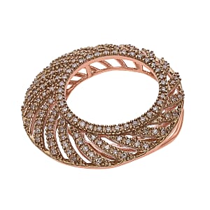 Natural Champagne Diamond Circle Pendant without Chain in Vermeil Rose Gold Over Sterling Silver 0.50 ctw