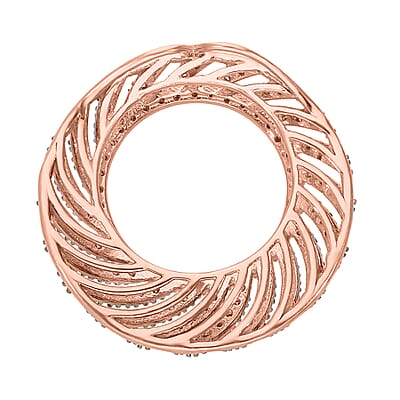 Natural Champagne Diamond Circle Pendant without Chain in Vermeil Rose Gold Over Sterling Silver 0.50 ctw