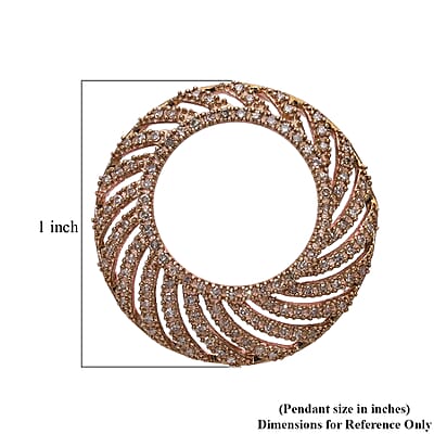 Natural Champagne Diamond Circle Pendant without Chain in Vermeil Rose Gold Over Sterling Silver 0.50 ctw