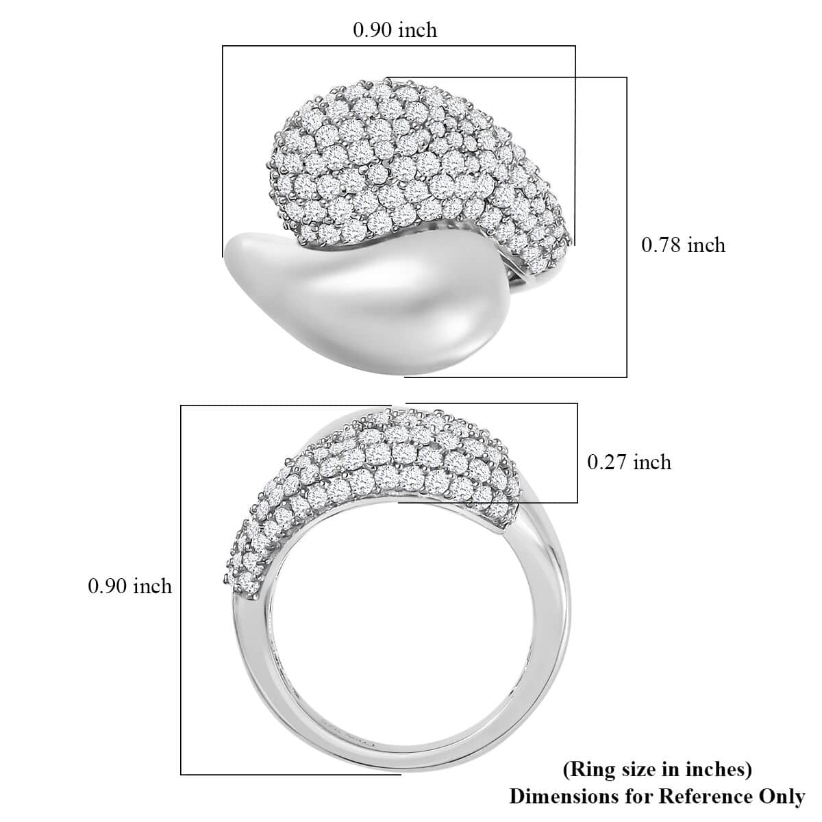Moissanite Bypass Ring in Platinum Over Sterling Silver (Size 6) 1.90 ctw image number 5