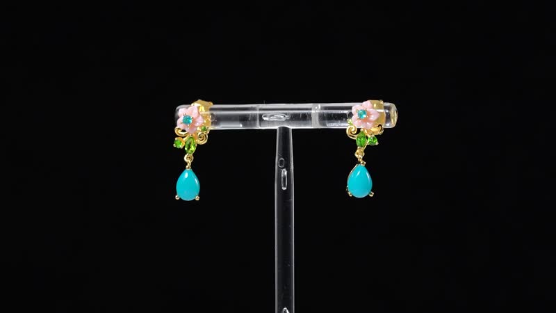 Sleeping Beauty Turquoise and Multi Gemstone Drop Earrings in Vermeil Yellow Gold Over Sterling Silver 1.60 ctw