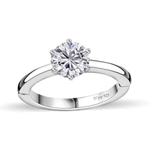 Moissanite Arthritis Ring in Platinum Over Sterling Silver (Size 10.0) 1.00 ctw