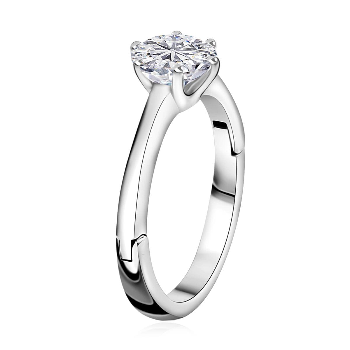 Moissanite Ring in Platinum Over Sterling Silver 1.00 ctw