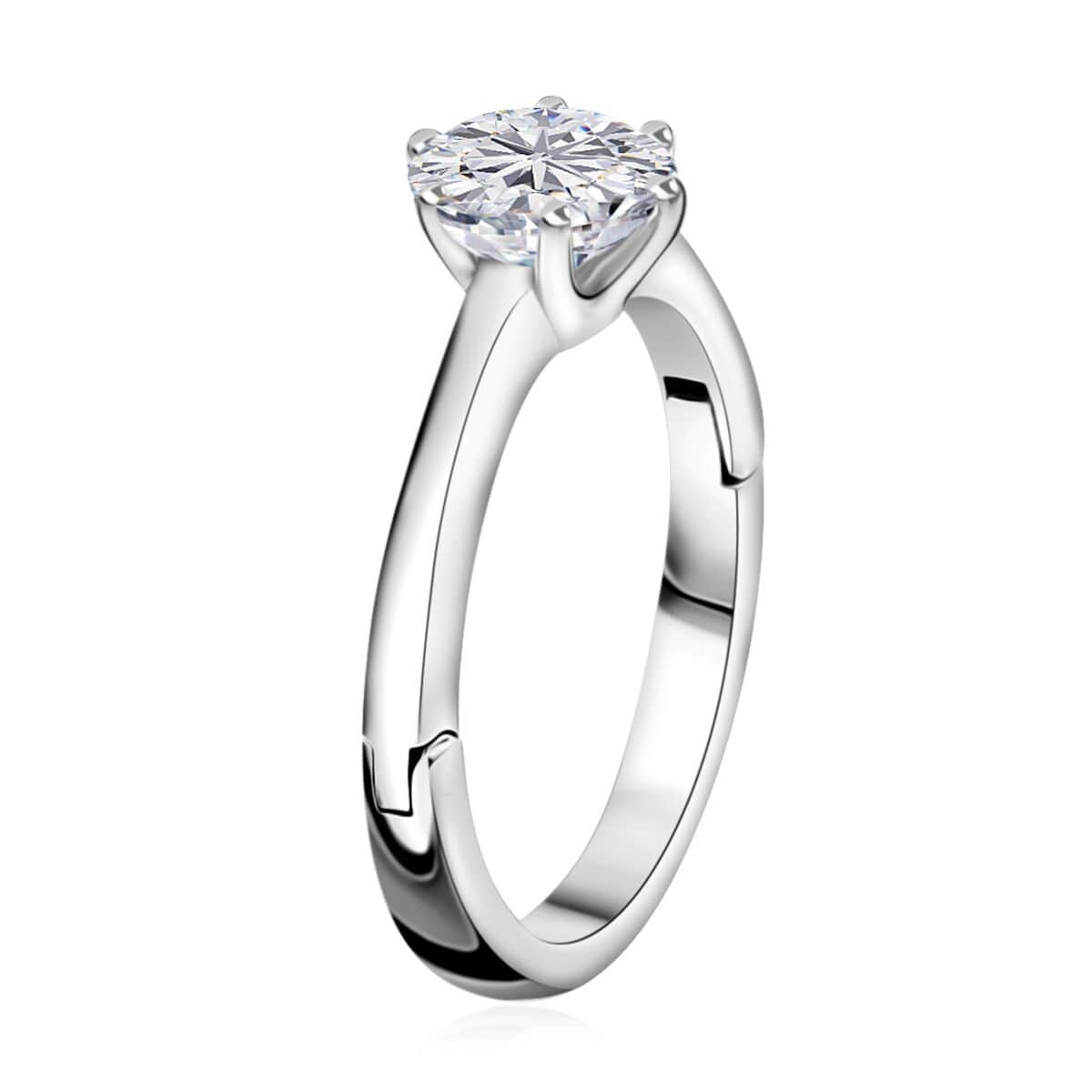 Moissanite Ring in Platinum Over Sterling Silver 1.00 ctw image number 3