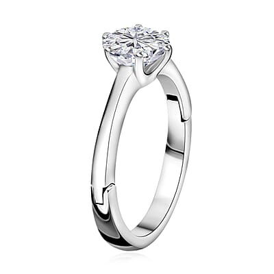 Moissanite Ring in Platinum Over Sterling Silver 1.00 ctw