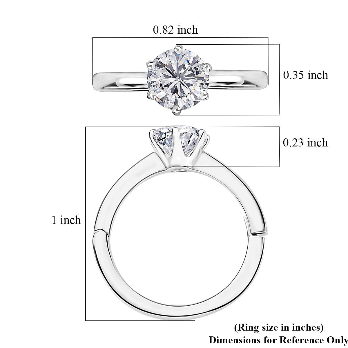 Moissanite Ring in Platinum Over Sterling Silver 1.00 ctw