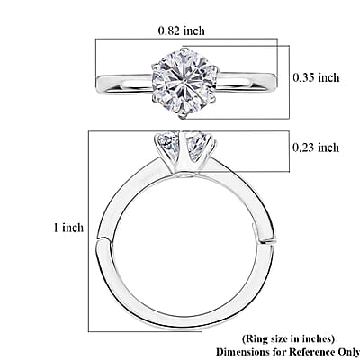 Moissanite Ring in Platinum Over Sterling Silver 1.00 ctw