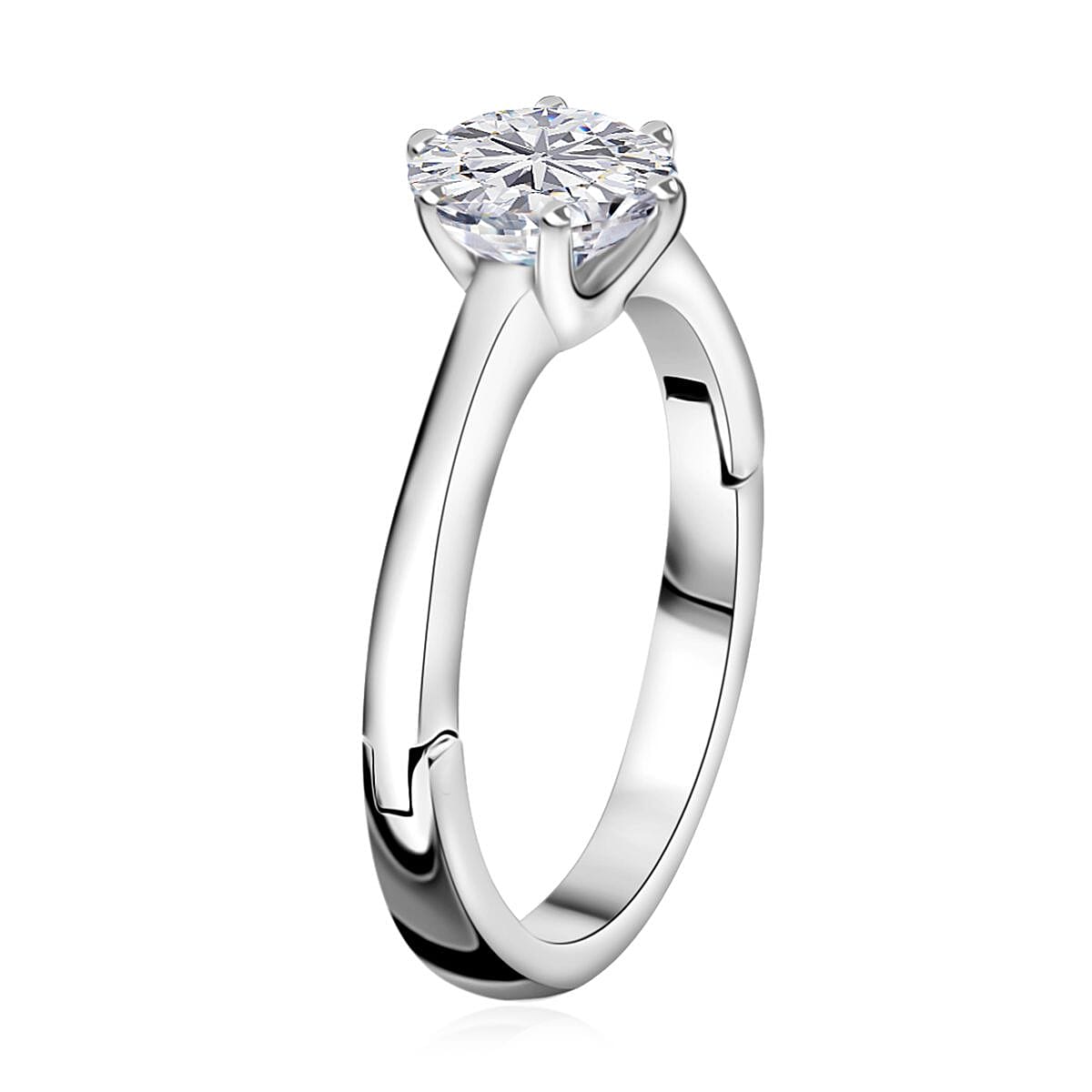 Moissanite Arthritis Ring in Platinum Over Sterling Silver (Size 5.0) 1.00 ctw image number 3