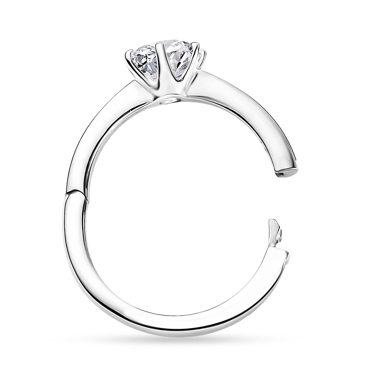 Moissanite Arthritis Ring in Platinum Over Sterling Silver (Size 5.0) 1.00 ctw image number 5
