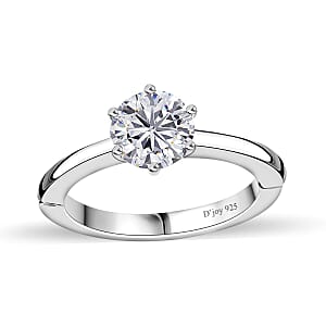 D'Joy Moissanite Arthritis Ring in Platinum Over Sterling Silver (Size 6.0) 1.00 ctw