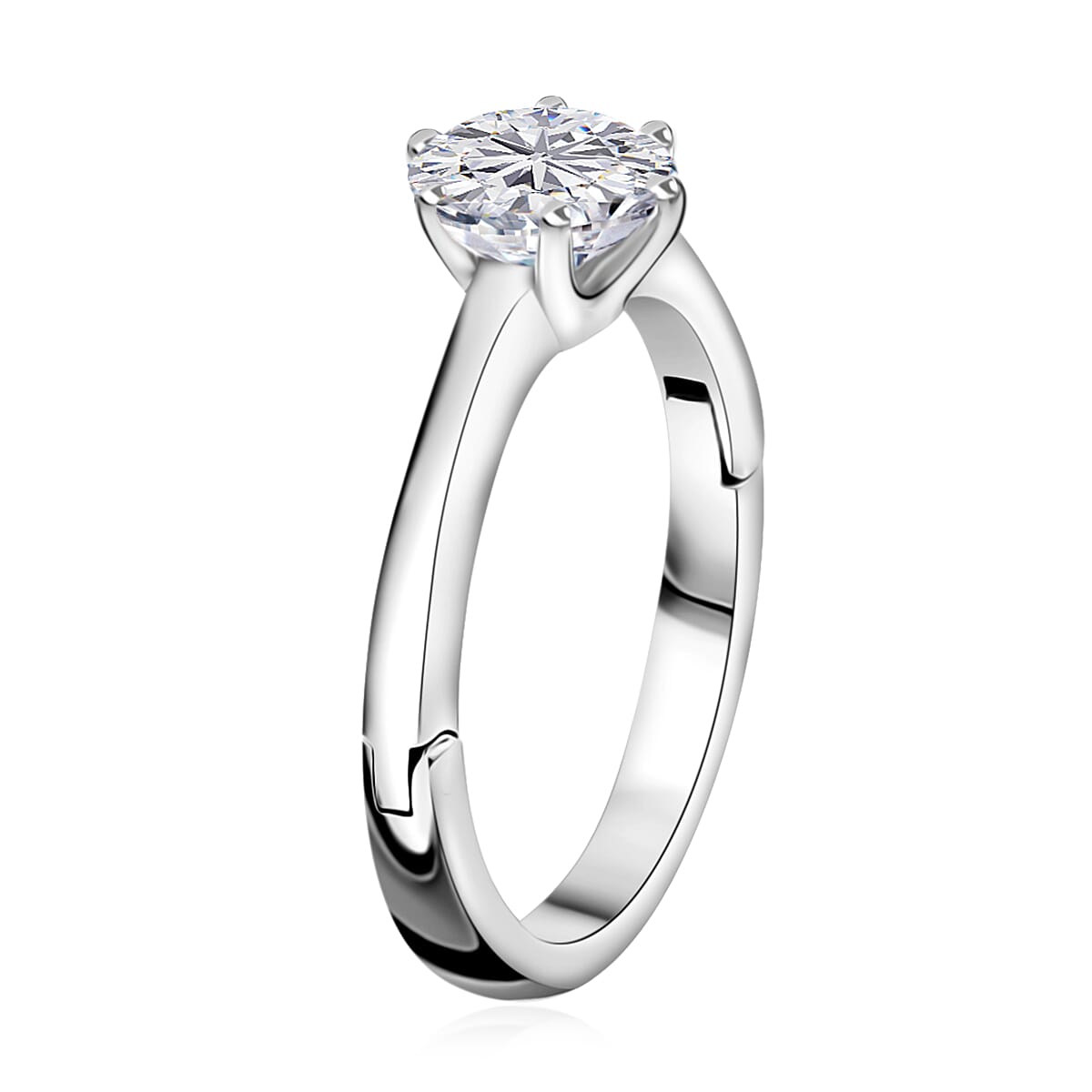 D'Joy Moissanite Arthritis Ring in Platinum Over Sterling Silver (Size 7.0) 1.00 ctw image number 3