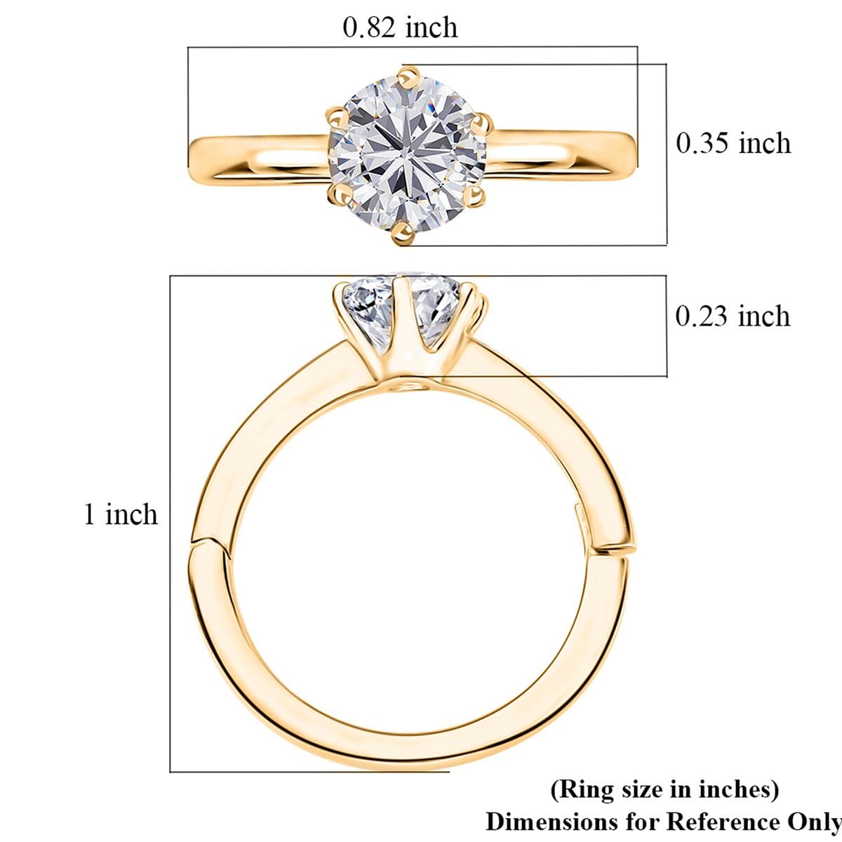 Moissanite Solitaire Ring in Vermeil Yellow Gold Over Sterling Silver (Size 6.0) 1.00 ctw image number 6