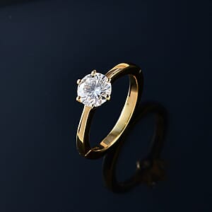Moissanite Solitaire Ring in Vermeil Yellow Gold Over Sterling Silver (Size 9.0) 1.00 ctw