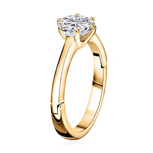 Moissanite Solitaire Ring in Vermeil Yellow Gold Over Sterling Silver (Size 9.0) 1.00 ctw