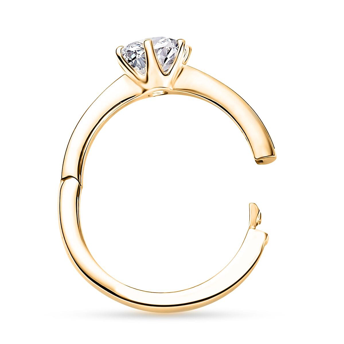 Moissanite Solitaire Ring in Vermeil Yellow Gold Over Sterling Silver (Size 9.0) 1.00 ctw image number 5
