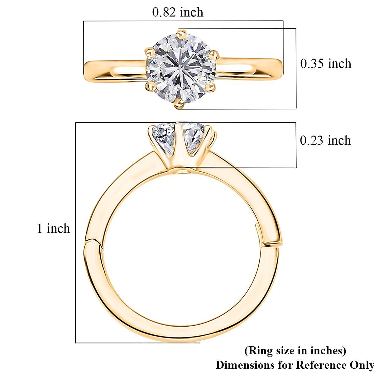 Moissanite Solitaire Ring in Vermeil Yellow Gold Over Sterling Silver (Size 9.0) 1.00 ctw image number 6