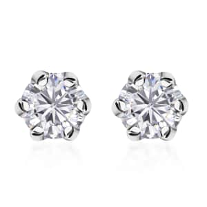 Moissanite Solitaire Stud Earrings in Platinum Over Sterling Silver 1.50 ctw