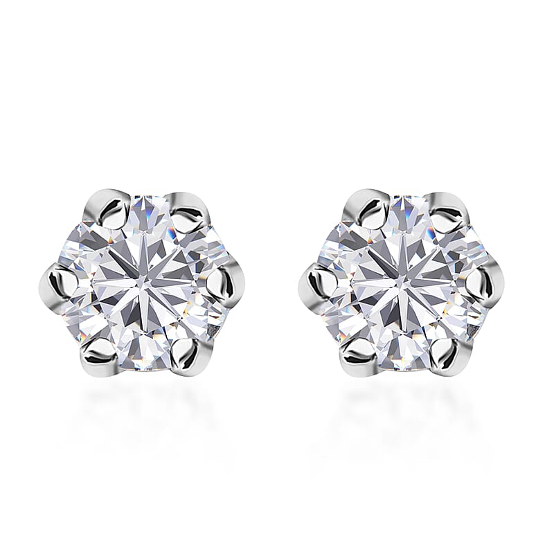 Moissanite Solitaire Stud Earrings in Platinum Over Sterling Silver 1.50 ctw