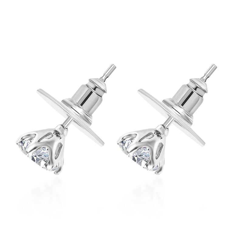 Moissanite Solitaire Stud Earrings in Platinum Over Sterling Silver 1.50 ctw