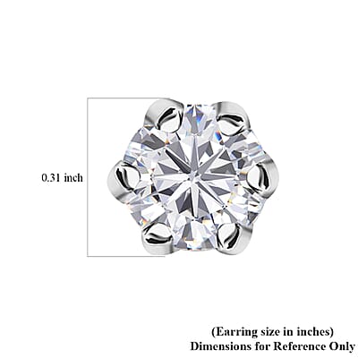 Moissanite Solitaire Stud Earrings in Platinum Over Sterling Silver 1.50 ctw