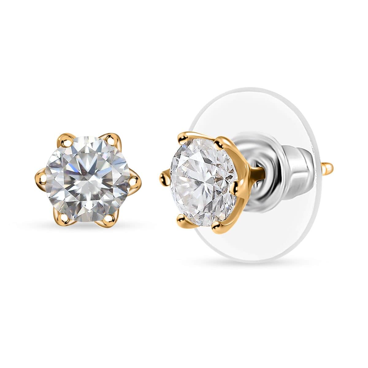 Moissanite Solitaire Stud Earrings in Vermeil YG Over Sterling Silver 1.53 ctw image number 0