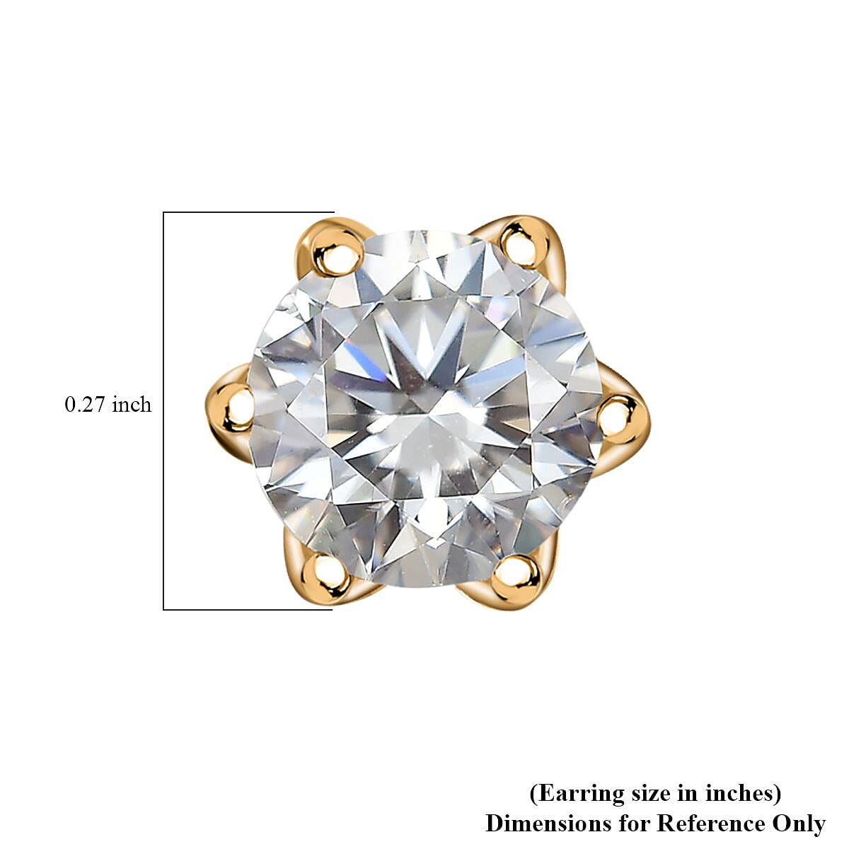 Moissanite Solitaire Stud Earrings in Vermeil YG Over Sterling Silver 1.53 ctw